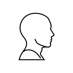 Profile view of a human head and neck, simple line drawing style.