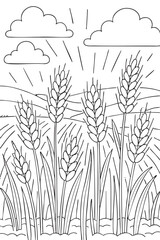 Wheat Field - kids coloring page