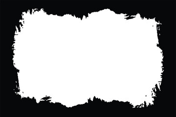 Fototapeta premium Distorted grunge border frame isolated background. Overlay distress texture effect. Abstract frame overlay. Dirty and damaged backdrop. Vector graphic illustration with transparent white. EPS10.