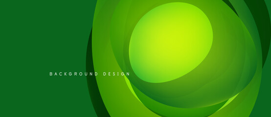 Abstract green layers create dynamic visual effect. Smooth gradients suggest movement, depth. Modern design for backgrounds, presentations.