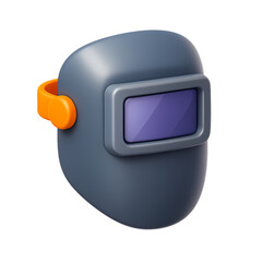 3D Render 3D welding helmet icon showcasing safety gear for industrial and construction safety applications.