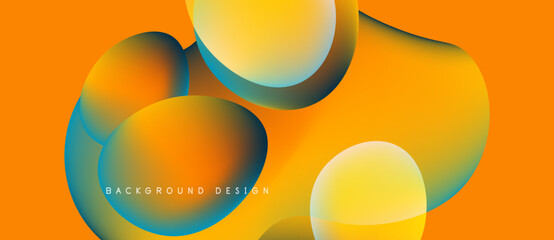 Abstract fluid shapes overlap, creating vibrant orange, blue gradients. Modern design element for backgrounds, presentations.