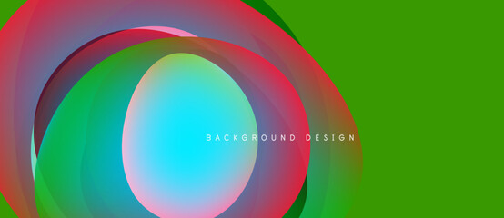 Obraz premium Abstract colorful layers create dynamic circular design. Bright green background complements vibrant hues. Modern visual element.