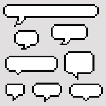Pixel Art Speech Bubble Set 8 Bit Style Retro Chat Boxes