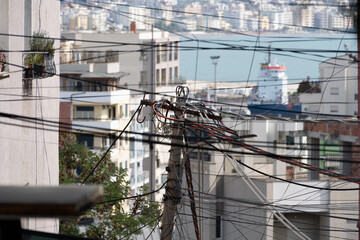 Electric wires in city