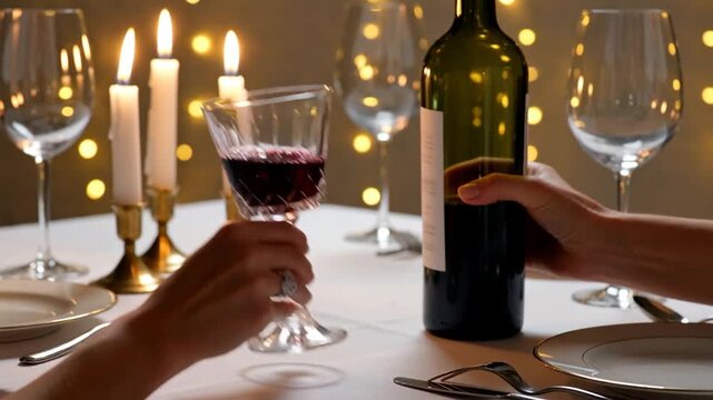 Verser du vin rouge pour un d&icirc;ner romantique