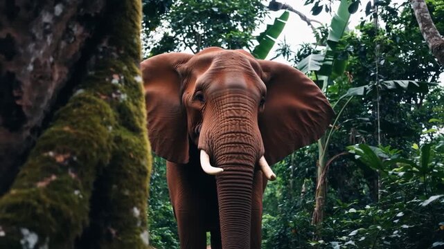 Gros plan d'un &eacute;l&eacute;phant de for&ecirc;t d'Afrique