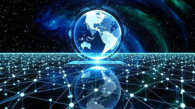 Globe terrestre num&eacute;rique connect&eacute; dans l'espace