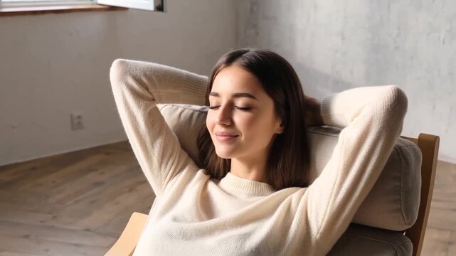 Jeune femme relax&eacute;e les yeux ferm&eacute;s