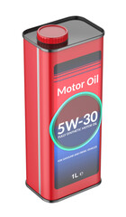 Synthetic car motor oil tin can on transparent background