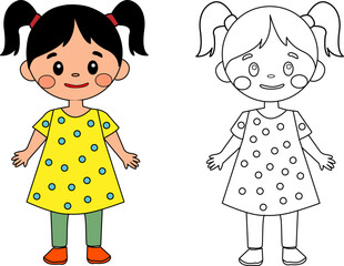 Cartoon girl coloring page