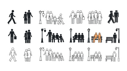 People Standing Vector Icons – Human Silhouette Illustration Set AI EPS PNG JPEG
