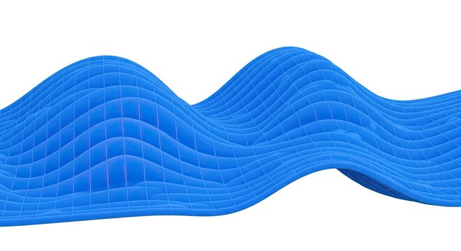 Blue abstract wavy 3D render on a white background.