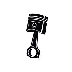 vector silhouette of a motorcycle engine piston with a white background