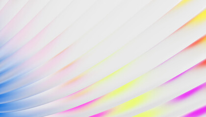 Ribbed fractal glass texture 3d background. Corrugated frosted transparent wall with pearlescent rainbow blur effect. Abstract gradient wave line pattern with overlay reflection light. 3D illustration © marozhkastudio