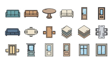 CAD Blocks Furniture Plan View – Mobiliario Vector Icons AI EPS PNG JPEG
