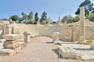 Kom El Deka with ruins of roman theatre also known as Kom el-Dikka  archaeological site in Alexandria, Egypt
