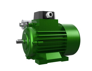 Powerful Green Electric Motor: Essential Industrial Machinery and Electrical Equipment for Power Generation and Energy Concepts. HD Isolated PNG for Mechanical Engineering and Future Technology Design