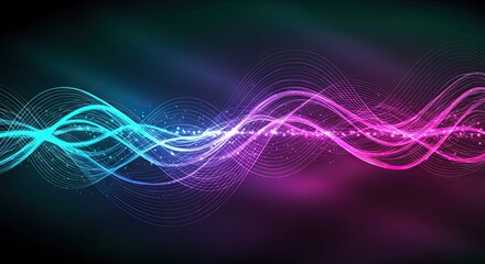 Abstract illustration of vibrant, flowing, and colorful light waves against a dark background.