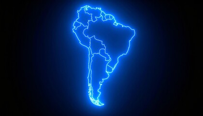 3D map bordered with neon blue light