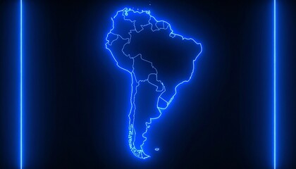 3D map bordered with neon blue light
