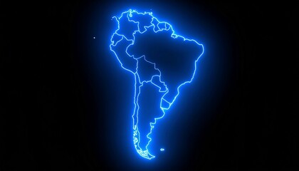 3D map bordered with neon blue light