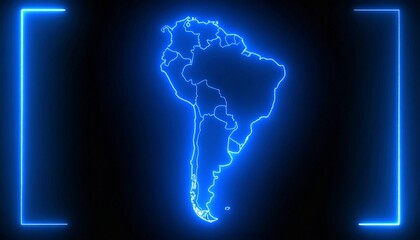 3D map bordered with neon blue light