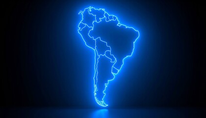 3D map bordered with neon blue light