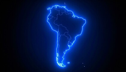 3D map bordered with neon blue light