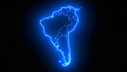 3D map bordered with neon blue light