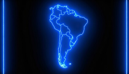 3D map bordered with neon blue light