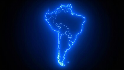 3D map bordered with neon blue light