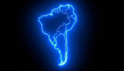 3D map bordered with neon blue light