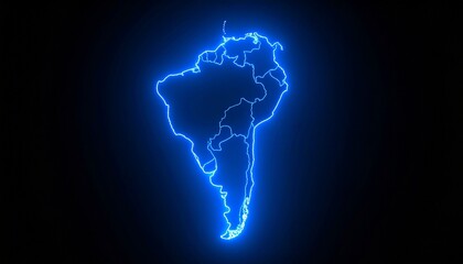 3D map bordered with neon blue light