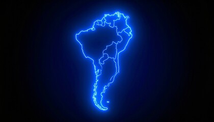 3D map bordered with neon blue light