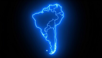 3D map bordered with neon blue light