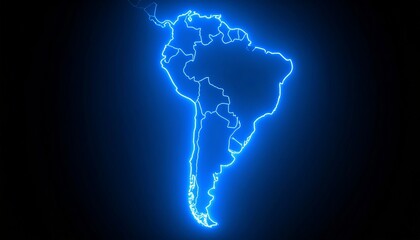 3D map bordered with neon blue light