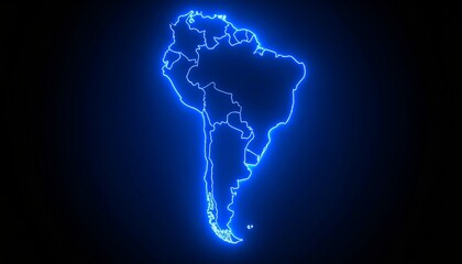 3D map bordered with neon blue light