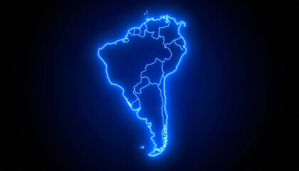 3D map bordered with neon blue light