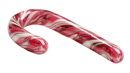 Candy cane shaped like a bone, isolated on transparent background 