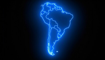 3D map bordered with neon blue light