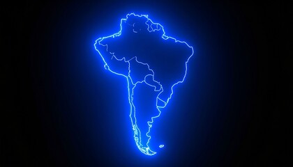 3D map bordered with neon blue light