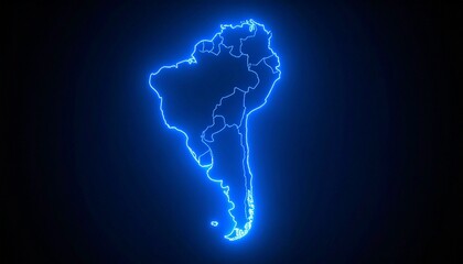 3D map bordered with neon blue light