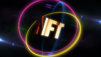 NFT golden symbol 3d illustration