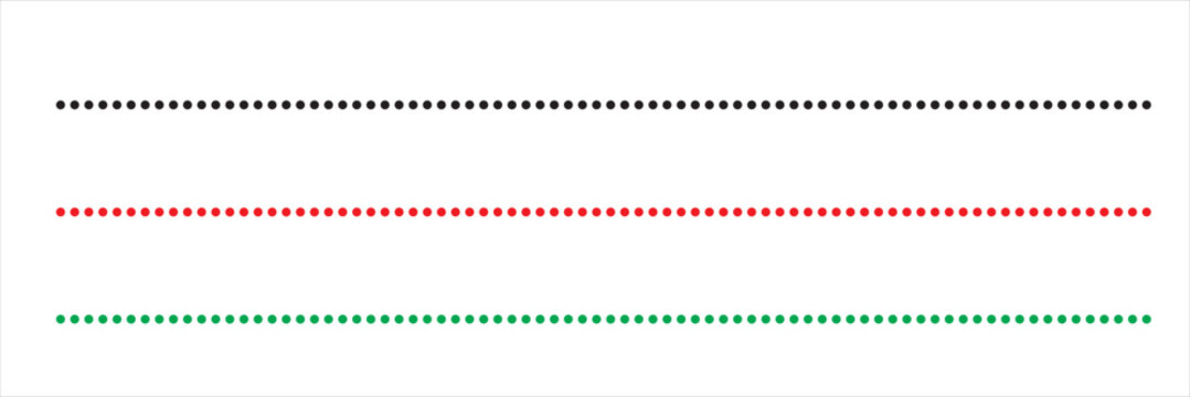Abstract dotted border divider icon. Black, red, and green colour.