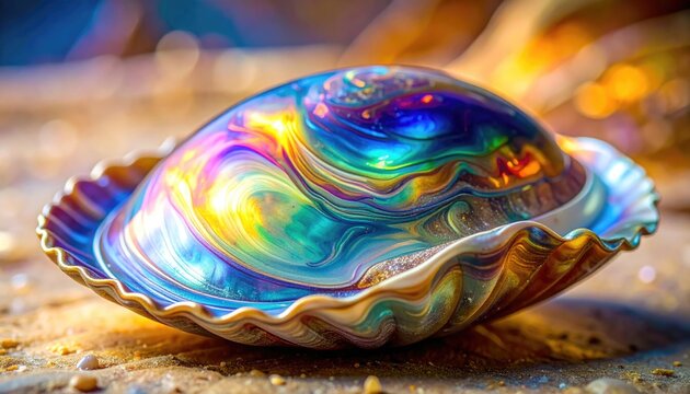 Rainbow shell, iridescent, vibrant colors