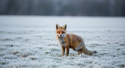 Fototapeta premium Fox in frosty field