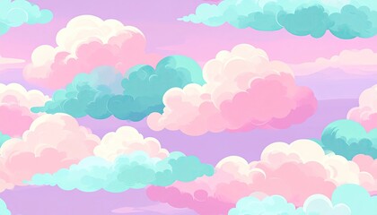 Pastel cloudscape, repeating pattern