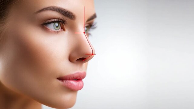 Beauty Contours: Close-up profile view of a person's face with subtle details and a touch of medical markings, inviting a look into the essence of beauty. 