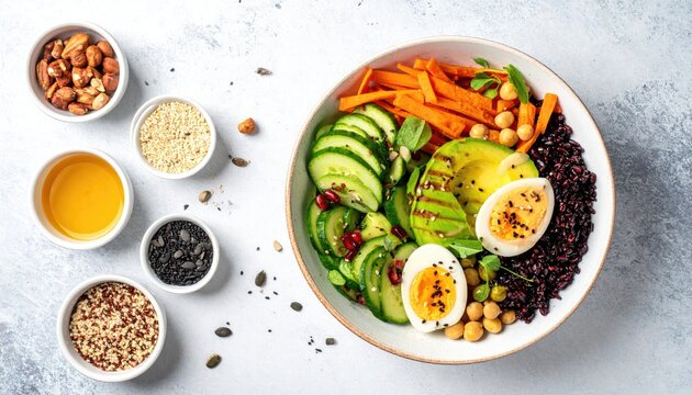 Healthy bowl with various ingredients